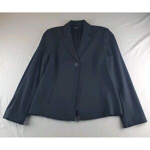 Eileen Fisher Blazer Womens M Black Viscose Blend Stretch Jacket Lined Pockets